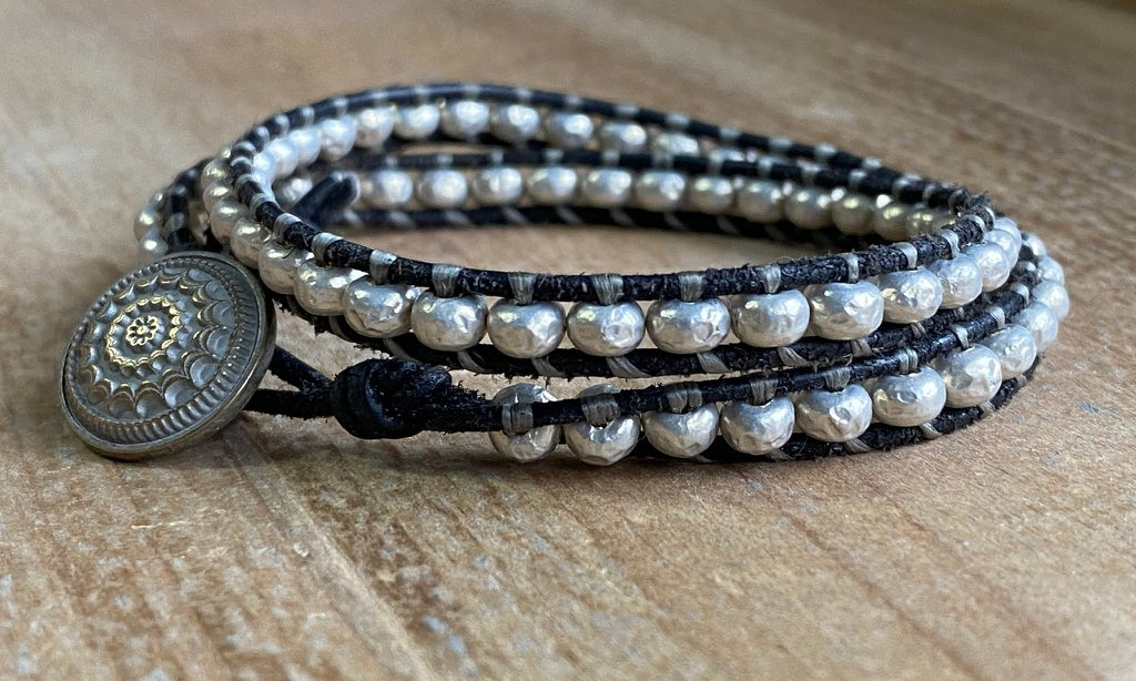 Armband ChanLuu-Style "Baroque" - Farbe Black Pearl Silver