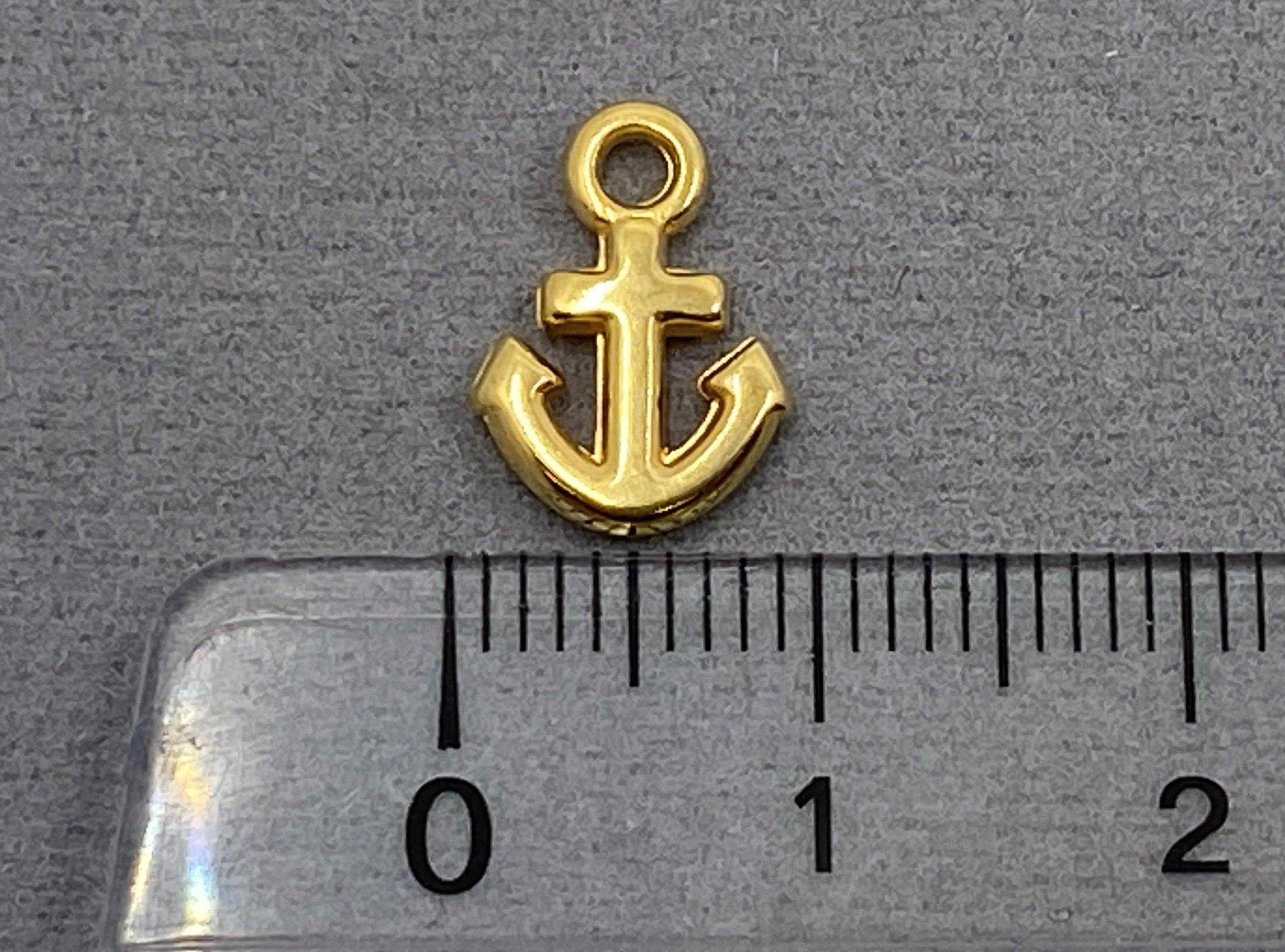 Anhänger Metall Anker 12 mm, Farbe gold - bead&more