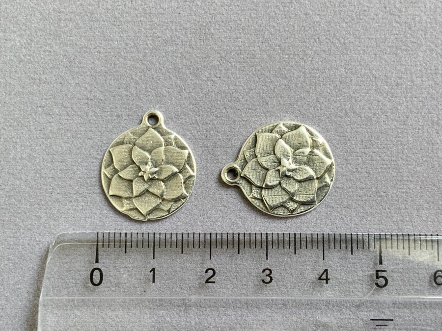 Anhänger Metall "Blume" 17 mm, Farbe silber