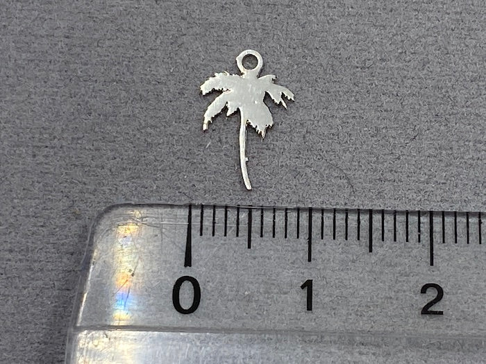 Anhänger Metall "Palme" 12 mm, Farbe silber