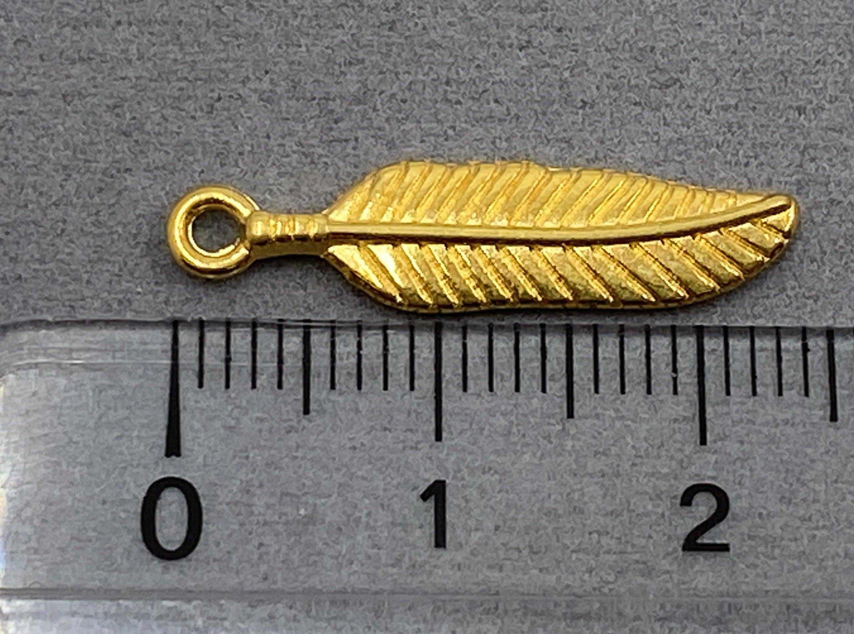 Anhänger Metall Feder 24 mm, Farbe gold - bead&more