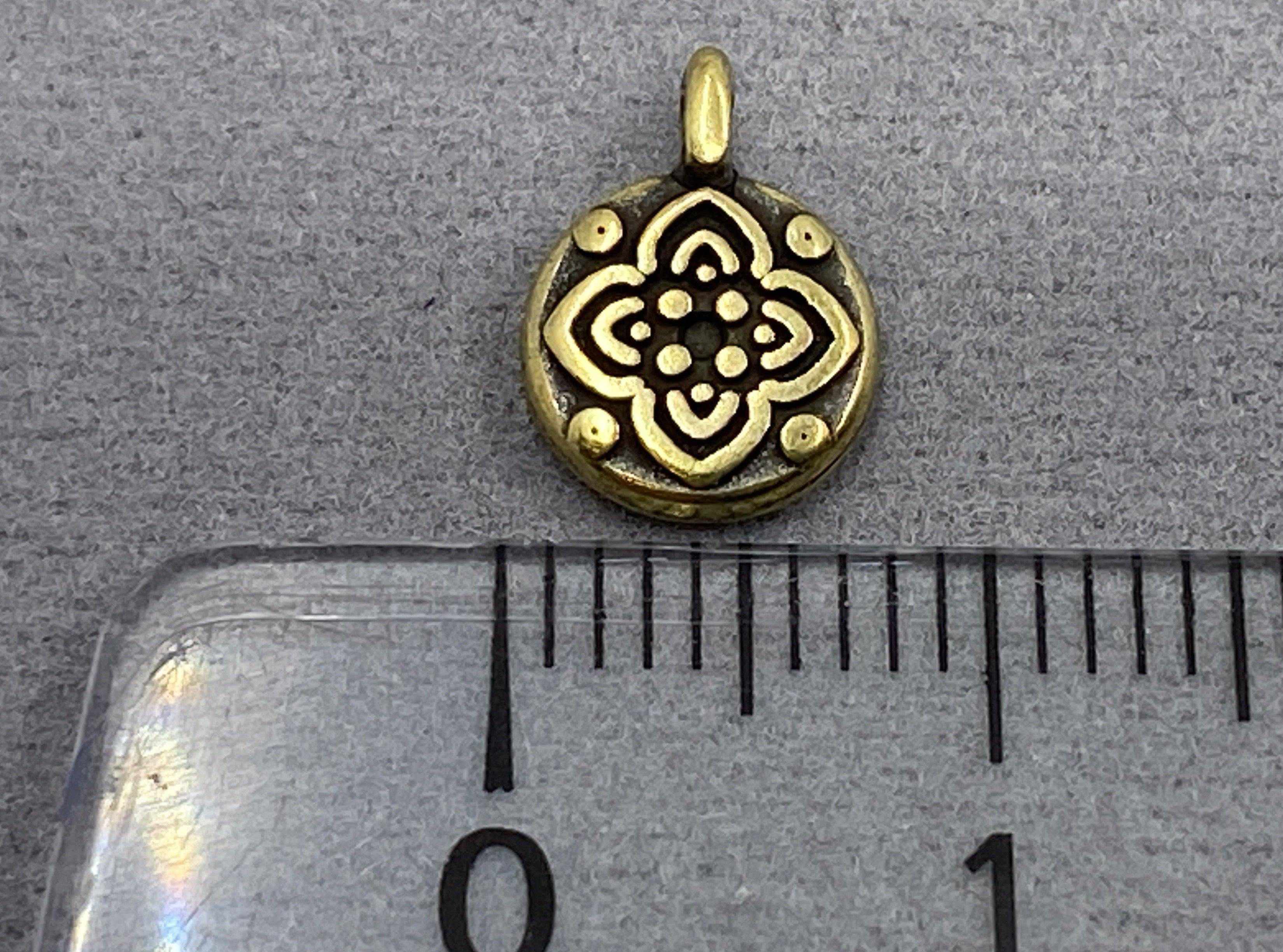 Anhänger Metall Ornament 10 mm, Farbe altmessing - bead&more