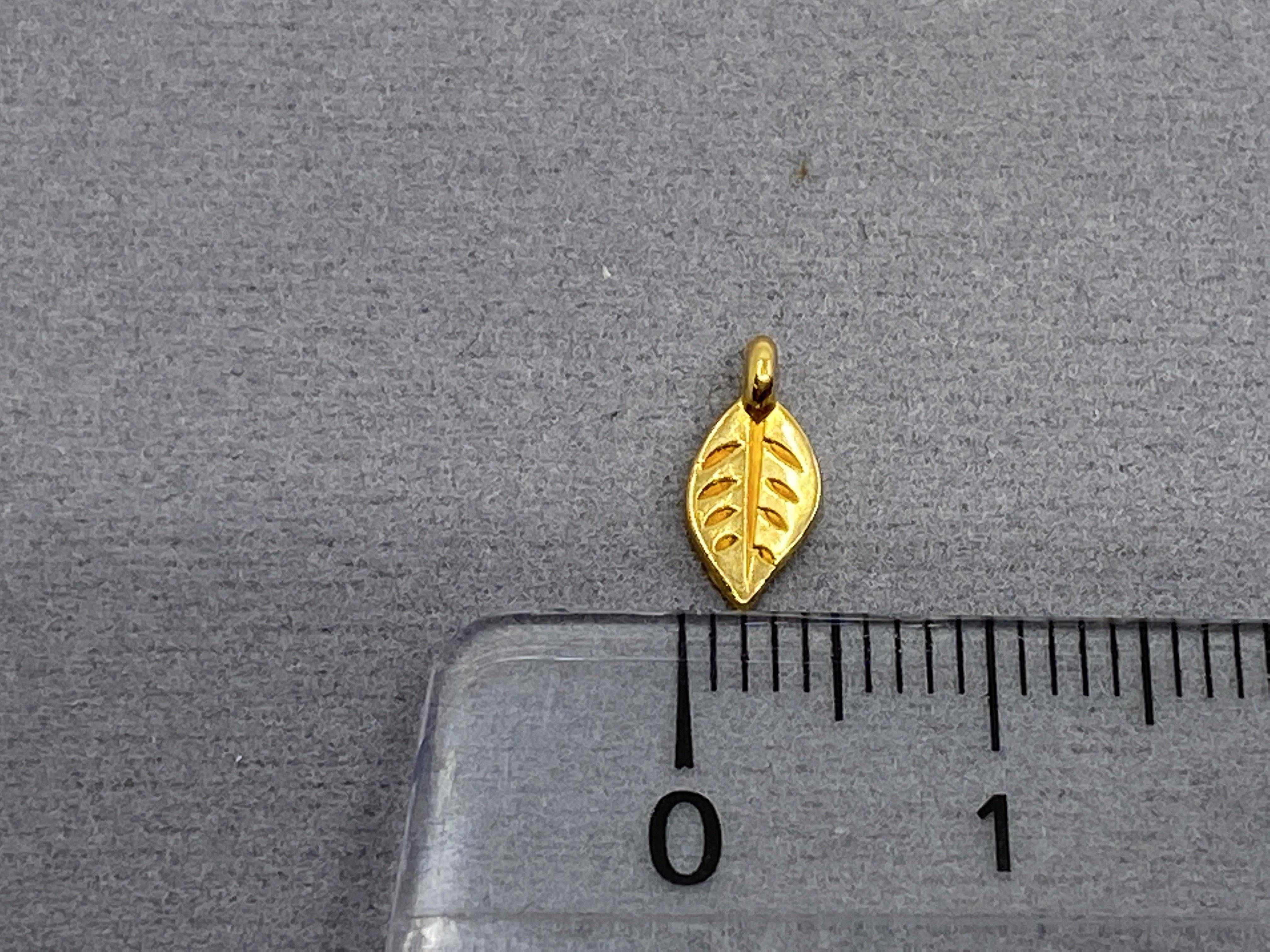 Anhänger Metall Blatt 9 mm, Farbe gold - bead&more
