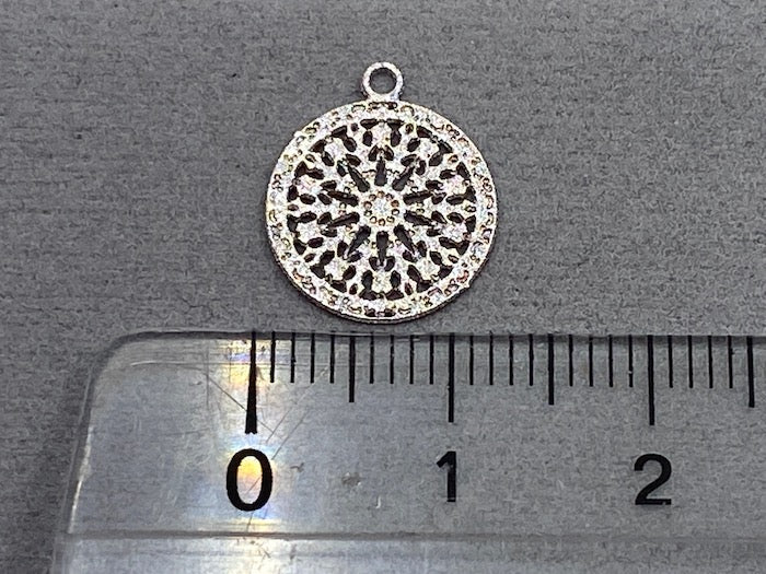 Anhänger Metall "Bohemian rund", Farbe silber matt