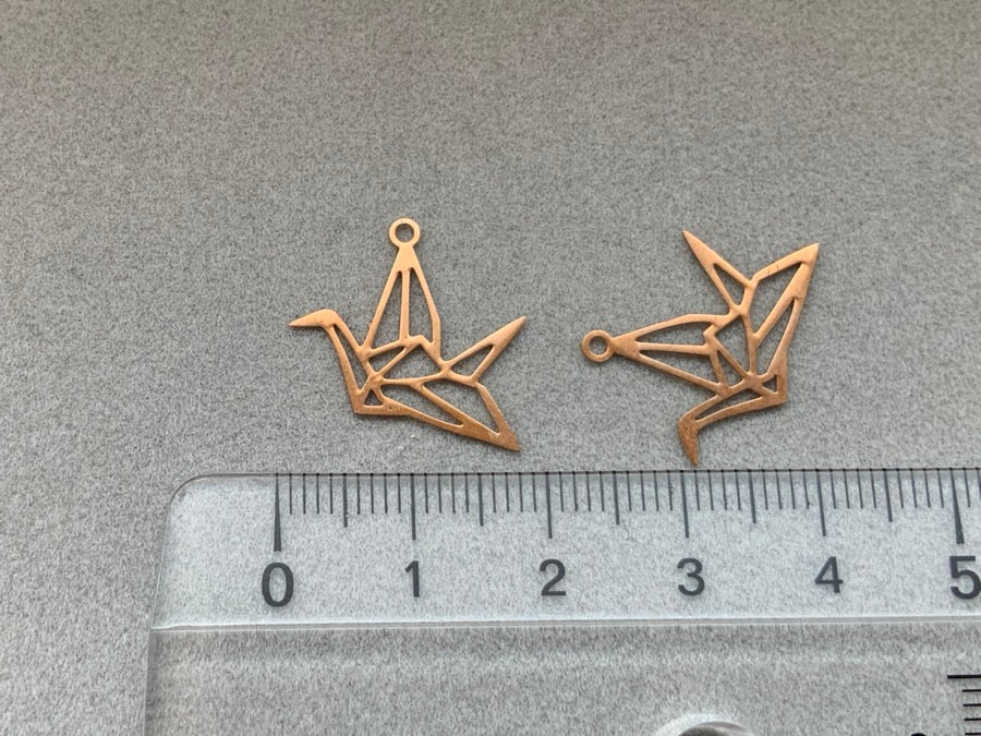 Anhänger Metall "Kranich" 19 mm, Farbe roségold