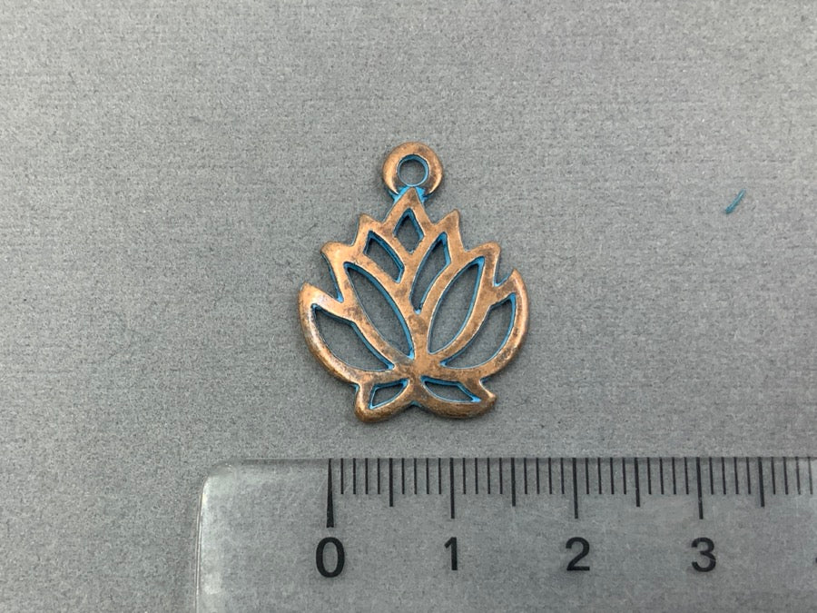 Anhänger Metall "Lotus", Farbe kupfer-blau