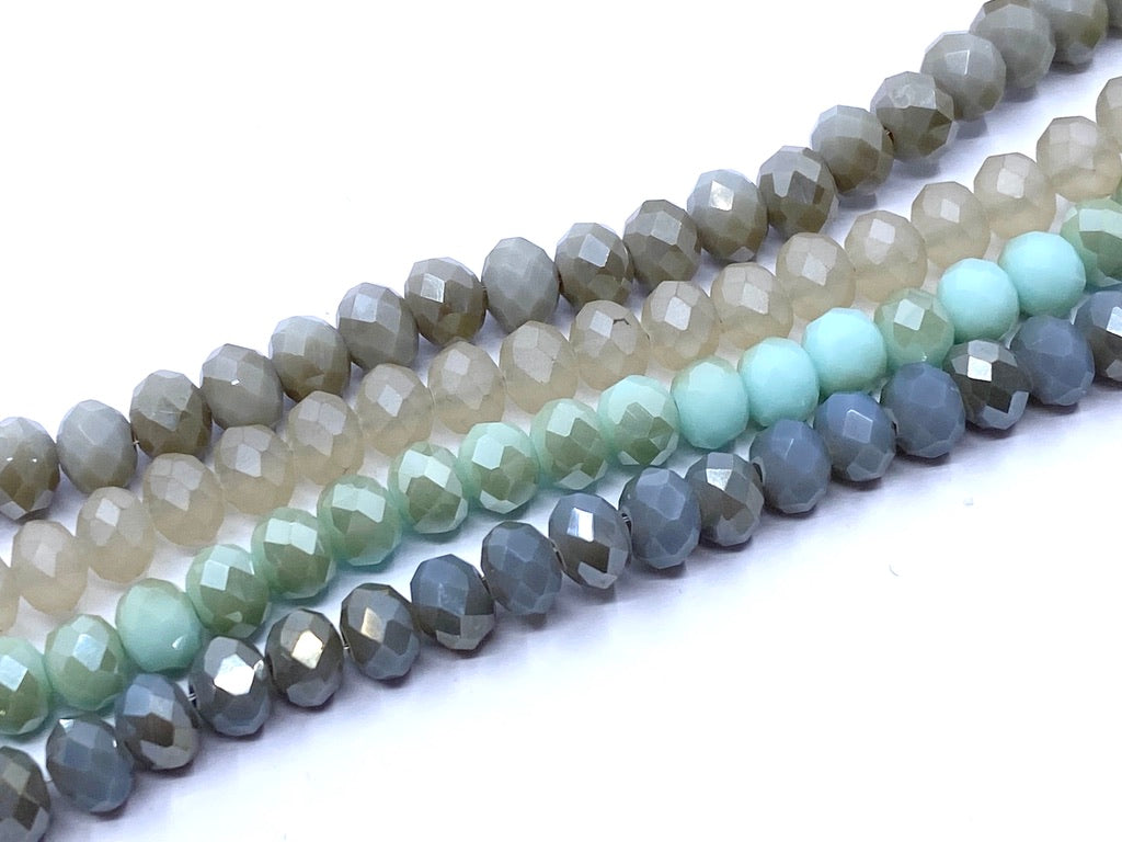 Disco di perle di vetro sfaccettate 6 x 4 mm