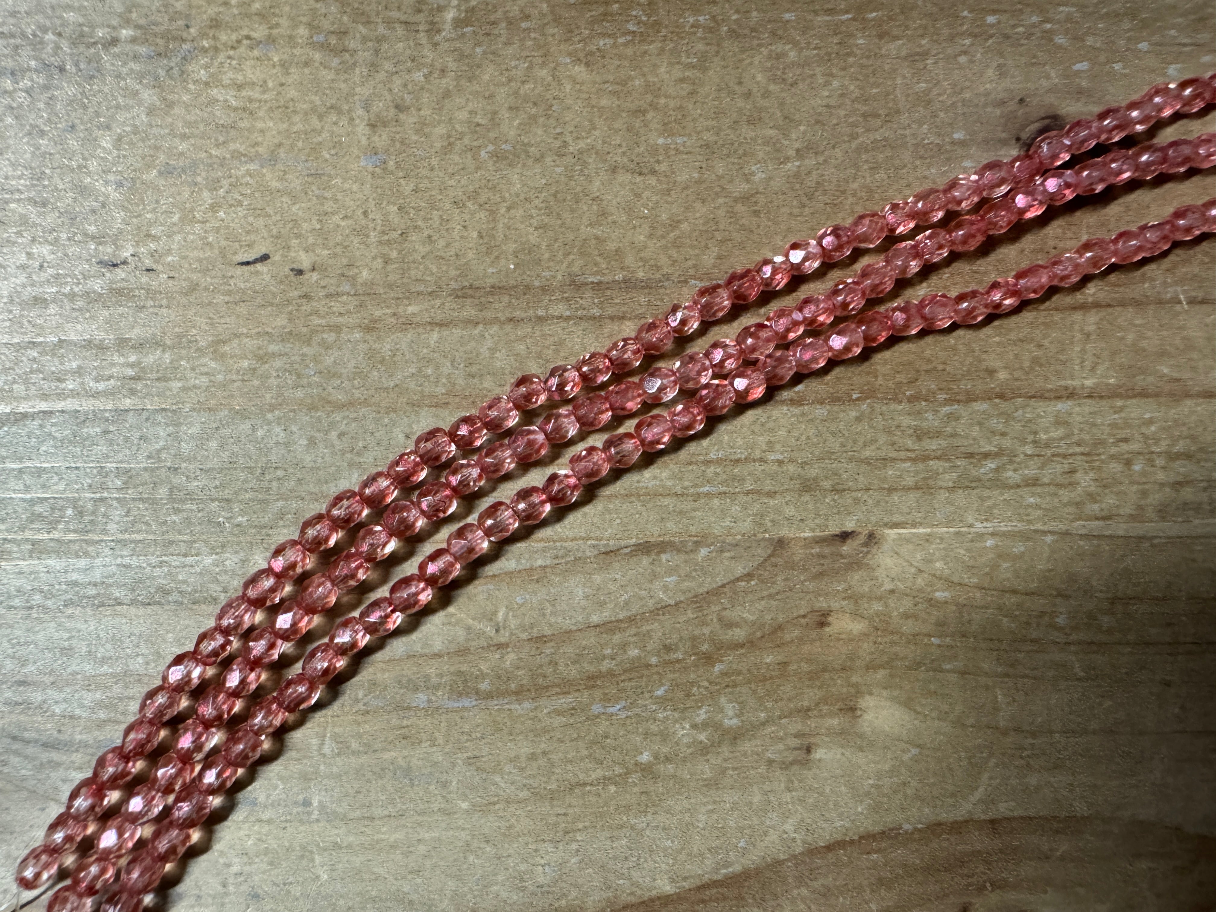 Glasschliffperlen feuerpoliert 4mm, Farbe B95 salmon luster