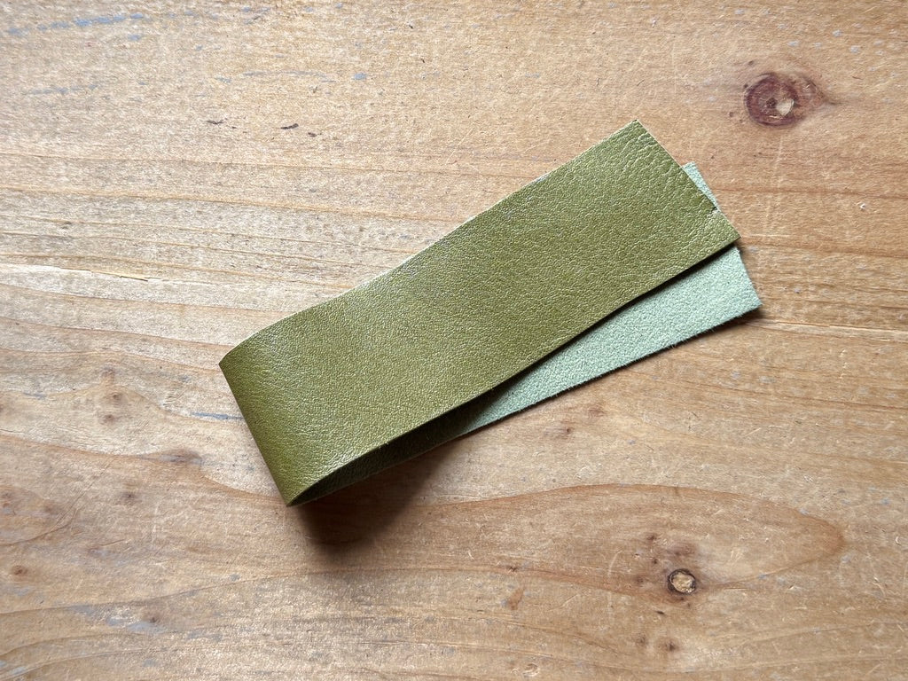 Lanières de cuir 3 cm - couleur 04 olive poussiéreuse