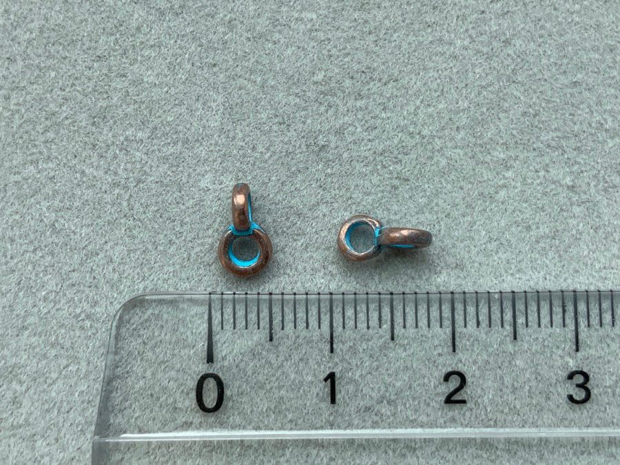 Metallperle Ring Ø 4 mm mit Öse, kupfer-blau