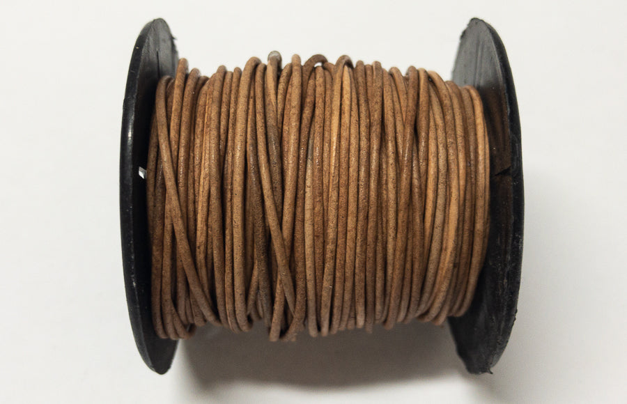 Cordon de cuir rond 1 mm, couleur 36 camel naturel