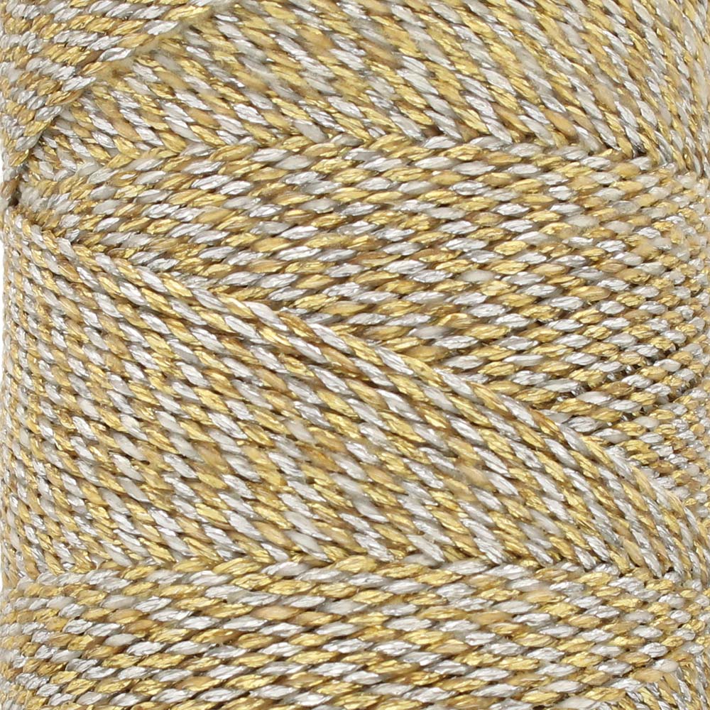 Makramee-Garn 1 mm  aus gewachstem Polyester, Farbe Silver/gold