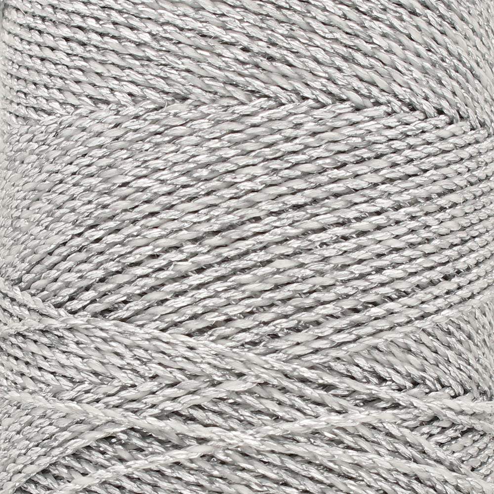 Makramee-Garn 1 mm  aus gewachstem Polyester, Farbe Silver