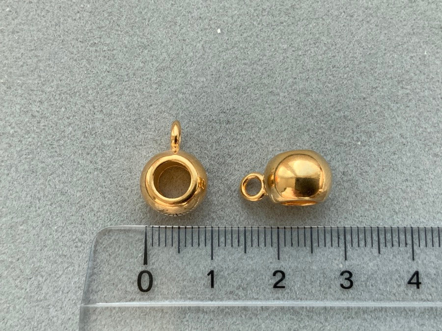 Perle en métal ronde 10 mm avec œillet, doré 