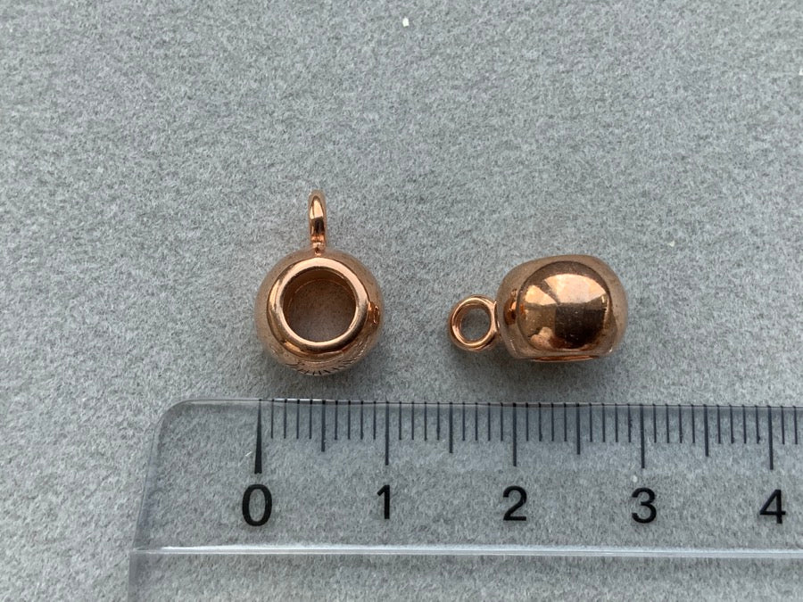 Perle en métal ronde 10 mm avec œillet, or rose 