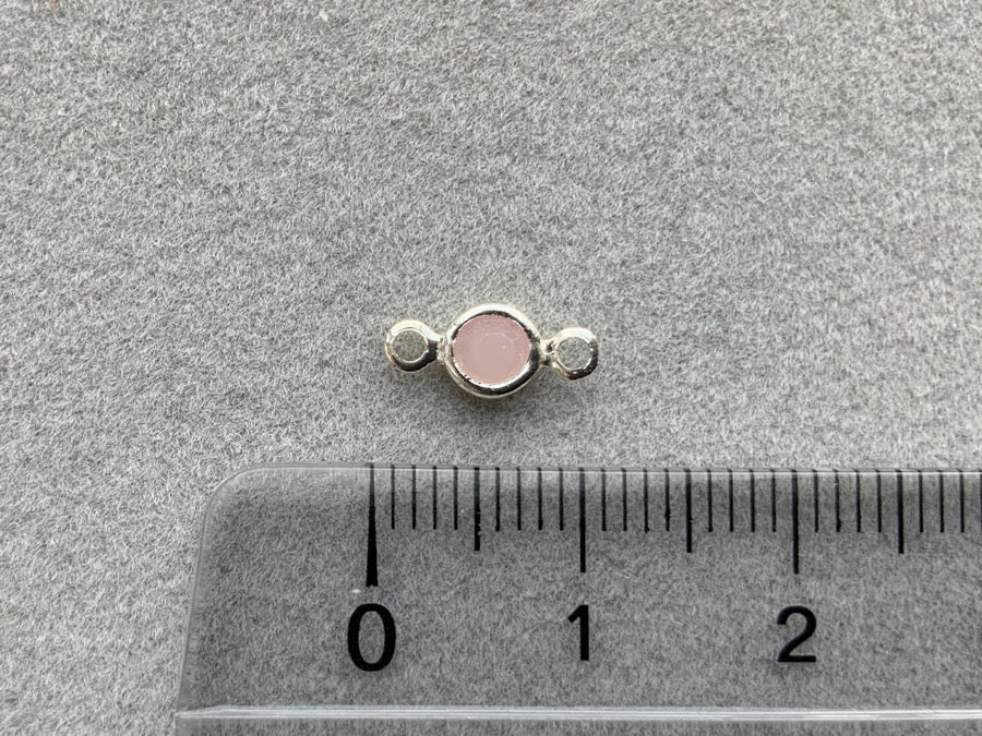 Zwischenteil Metall "Kristallglas Rund 5 mm", Farbe rose pink crystal - silber