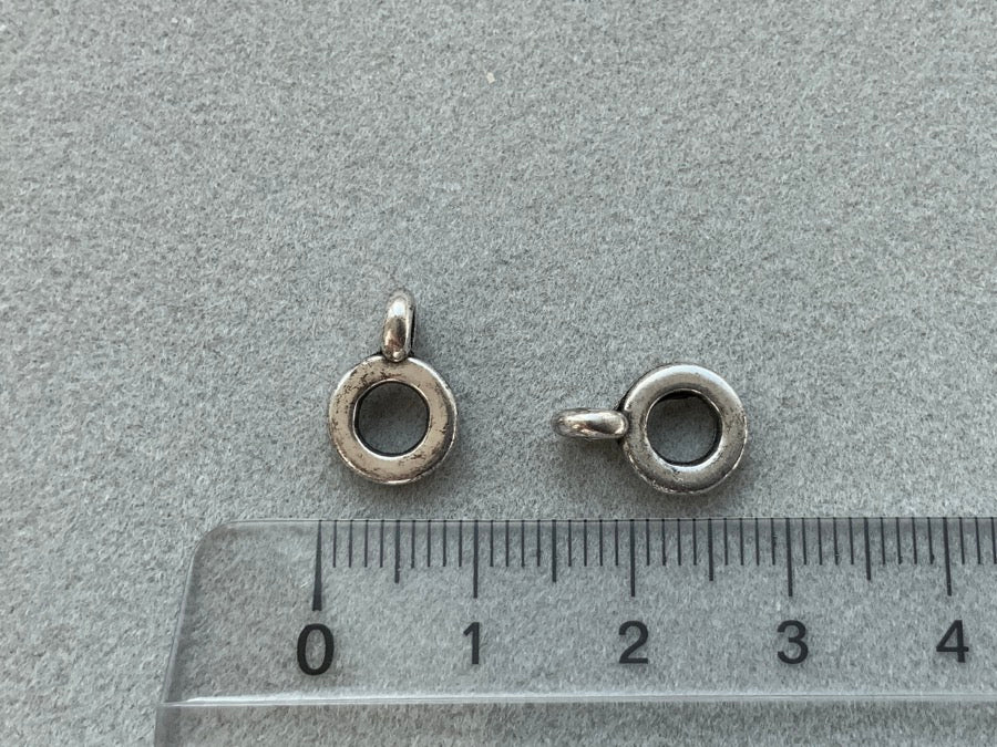 Metallperle Ring Ø 9 mm mit Öse, silber