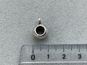 Perlina di metallo tonda 10 mm con occhiello, argento 