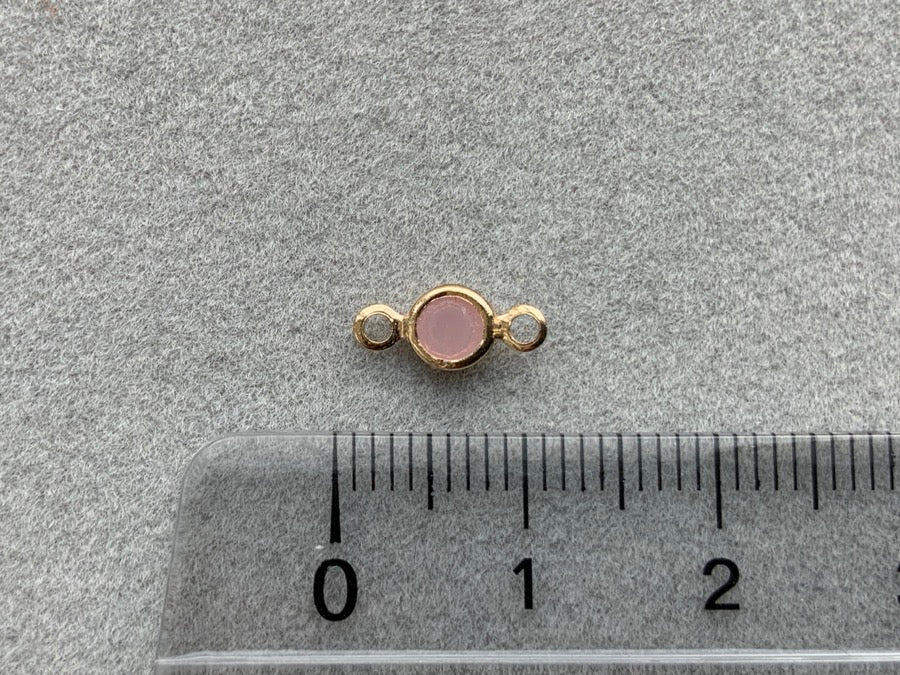 Parte intermedia in metallo "cristallo tondo 5 mm", colore cristallo rosa - oro