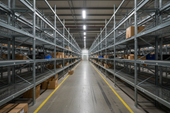 Lagerregale, die fast leer sind