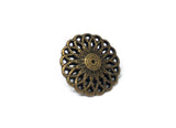 Metallknopf „filigrane Blume“, altmessingfarben