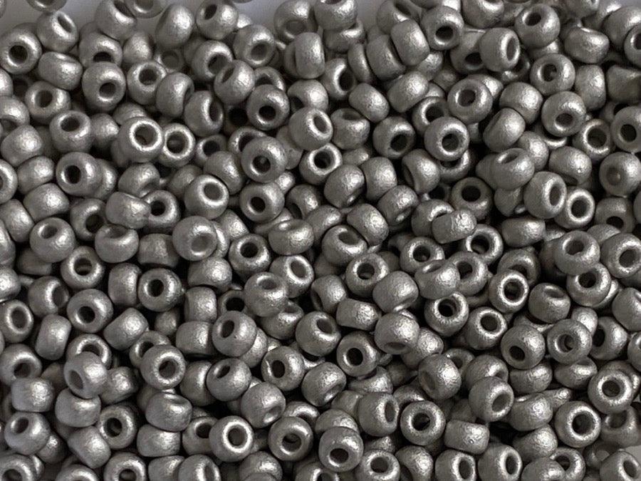 0 Round Seed Bead, Farbe Matte Palladium Plated - bead&more