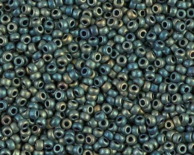0 Round Seed Bead, Farbe Matte Met Patina Iris - bead&more