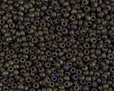 0 Round Seed Bead, Farbe Matte Olive Iris - bead&more