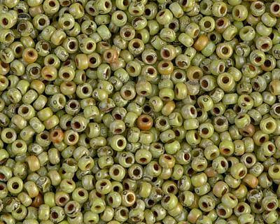 0 Round Seed Bead, Farbe Picasso Chartreuse Matte - bead&more