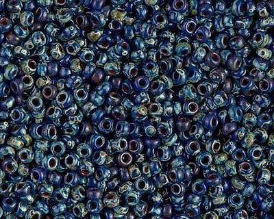 0 Round Seed Bead, Farbe Picasso Opaque Cobalt - bead&more