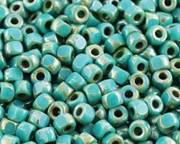0 3 Cut Glasperlen - Farbe Turquoise Green Picasso - bead&more