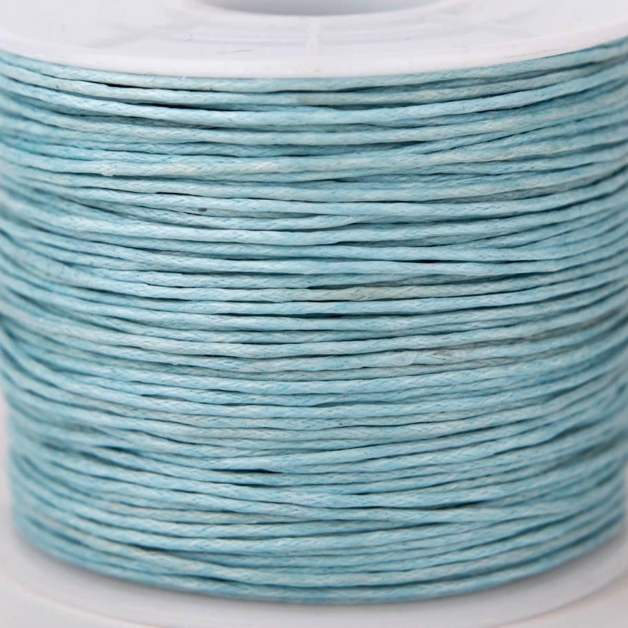 Baumwollkordeln gewachst 1 mm, Farbe 24 pastell türkisblau - bead&more