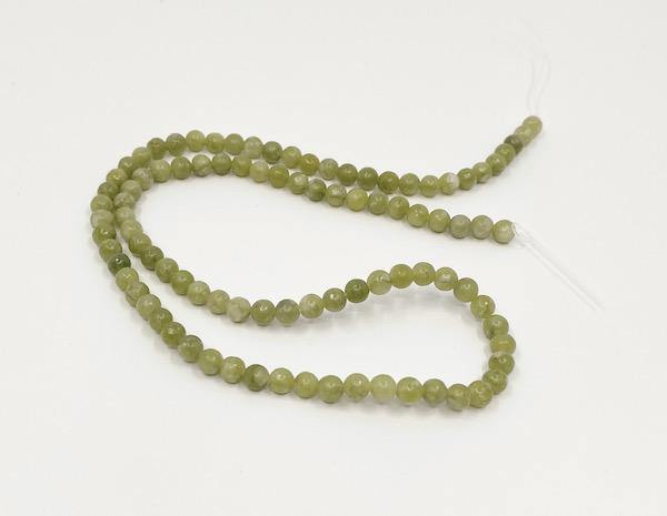 Naturstein Perlen Seraphinit 4 mm - Farbe olive green - bead&more