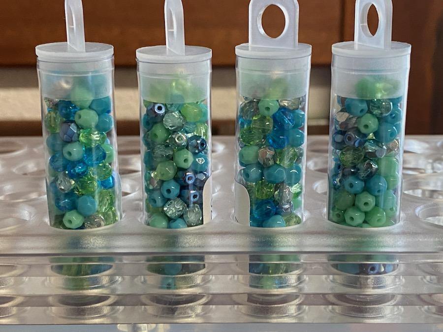 Glasschliffperlen 4mm, Farbe Mix Turquoise 04 - bead&more