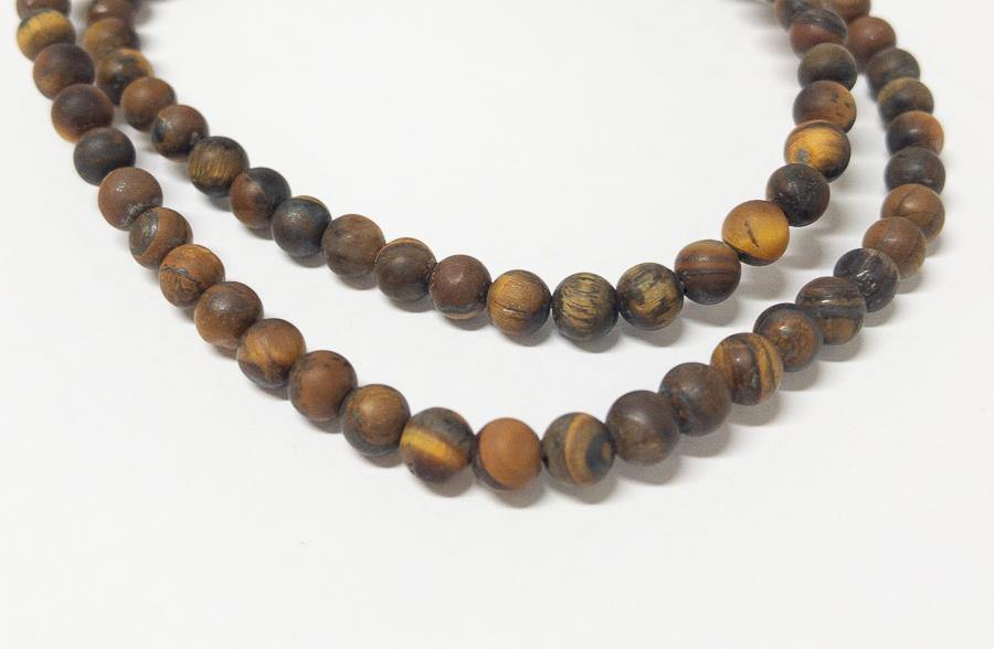 Naturstein Perlen Quarz (Achat, Tigerauge) 4 mm - Farbe matt braun - bead&more