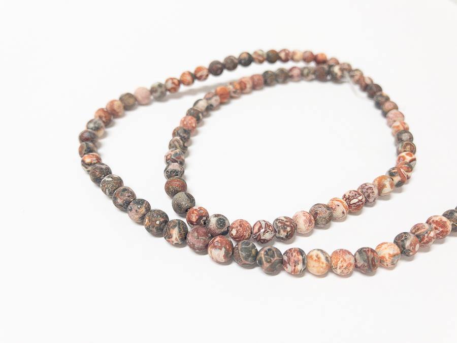 Naturstein Perlen Quarz 6 mm - Farbe matt multicolor earth brow - bead&more