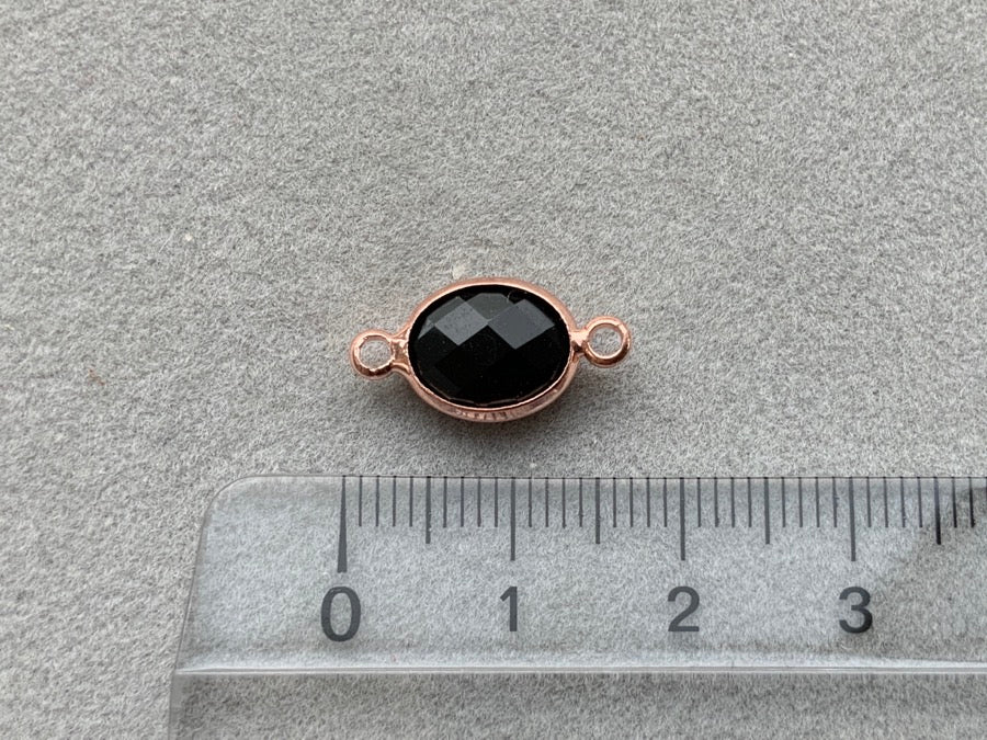 Zwischenteil Metall "Kristallglas Oval", Farbe black opaque - roségold
