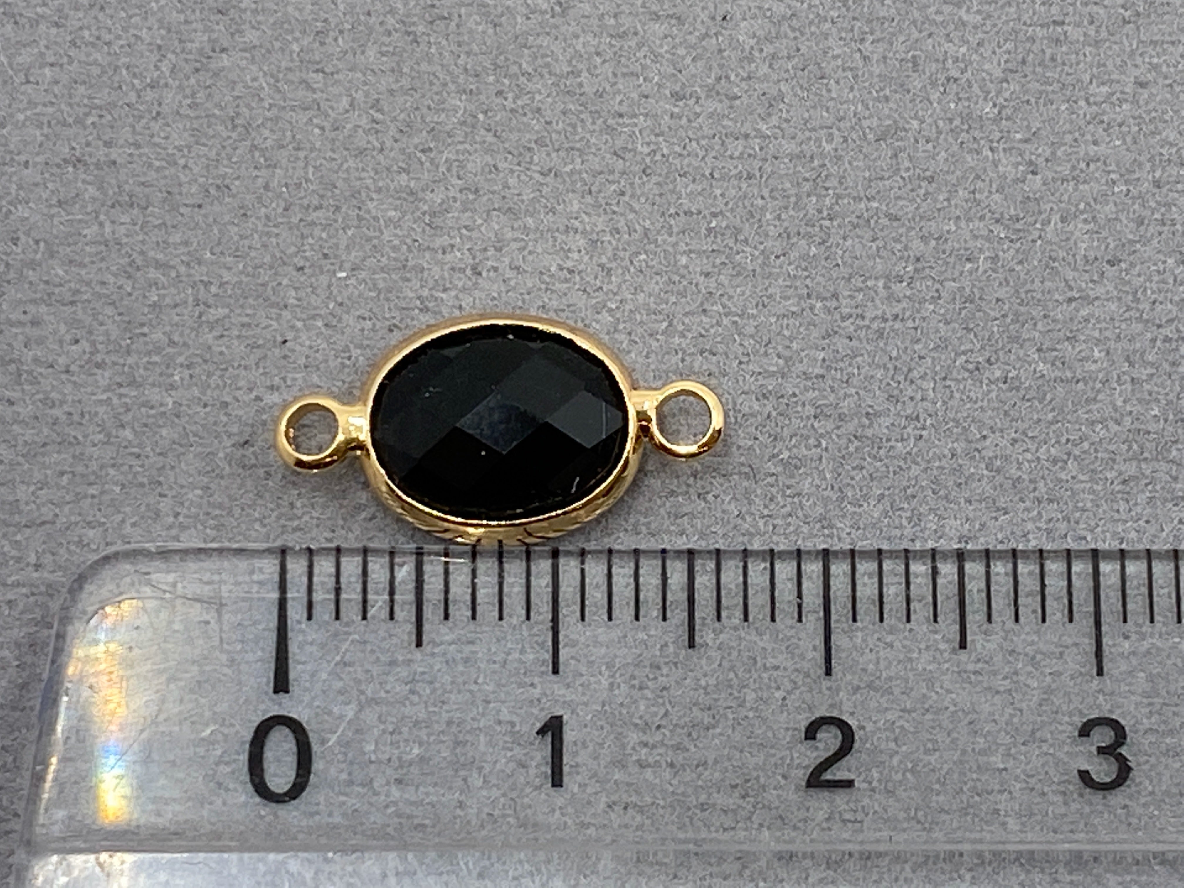 Zwischenteil Metall "Kristallglas Oval", Farbe black opaque - gold