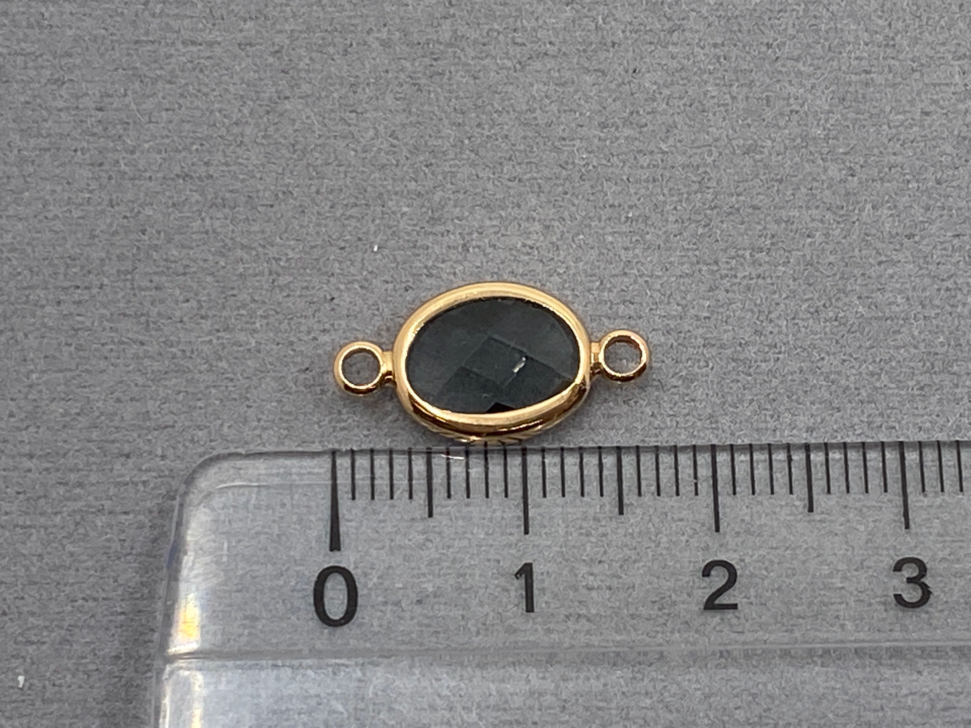 Zwischenteil Metall "Kristallglas Oval", Farbe black diamond crystal - gold