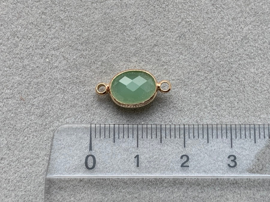 Zwischenteil Metall "Kristallglas Oval", Farbe crysolite green opal - gold