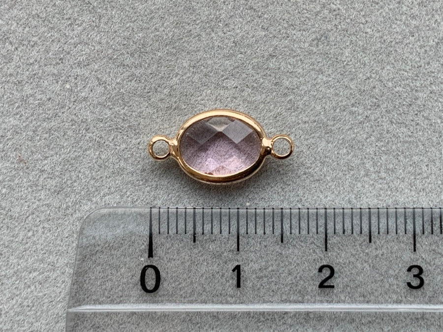 Partie intermédiaire en métal "verre cristal ovale", couleur cristal rose - or