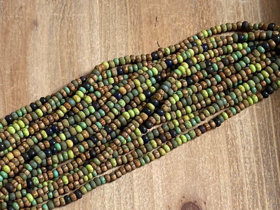 Perles en verre Picasso vieilli 4 mm - couleur Rainforest Matte Mix