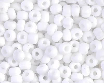 0 Round Seed Bead, Farbe Matte Opaque White - bead&more