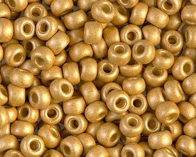 0 Round Seed Bead, Farbe Matte Galv Gold - bead&more
