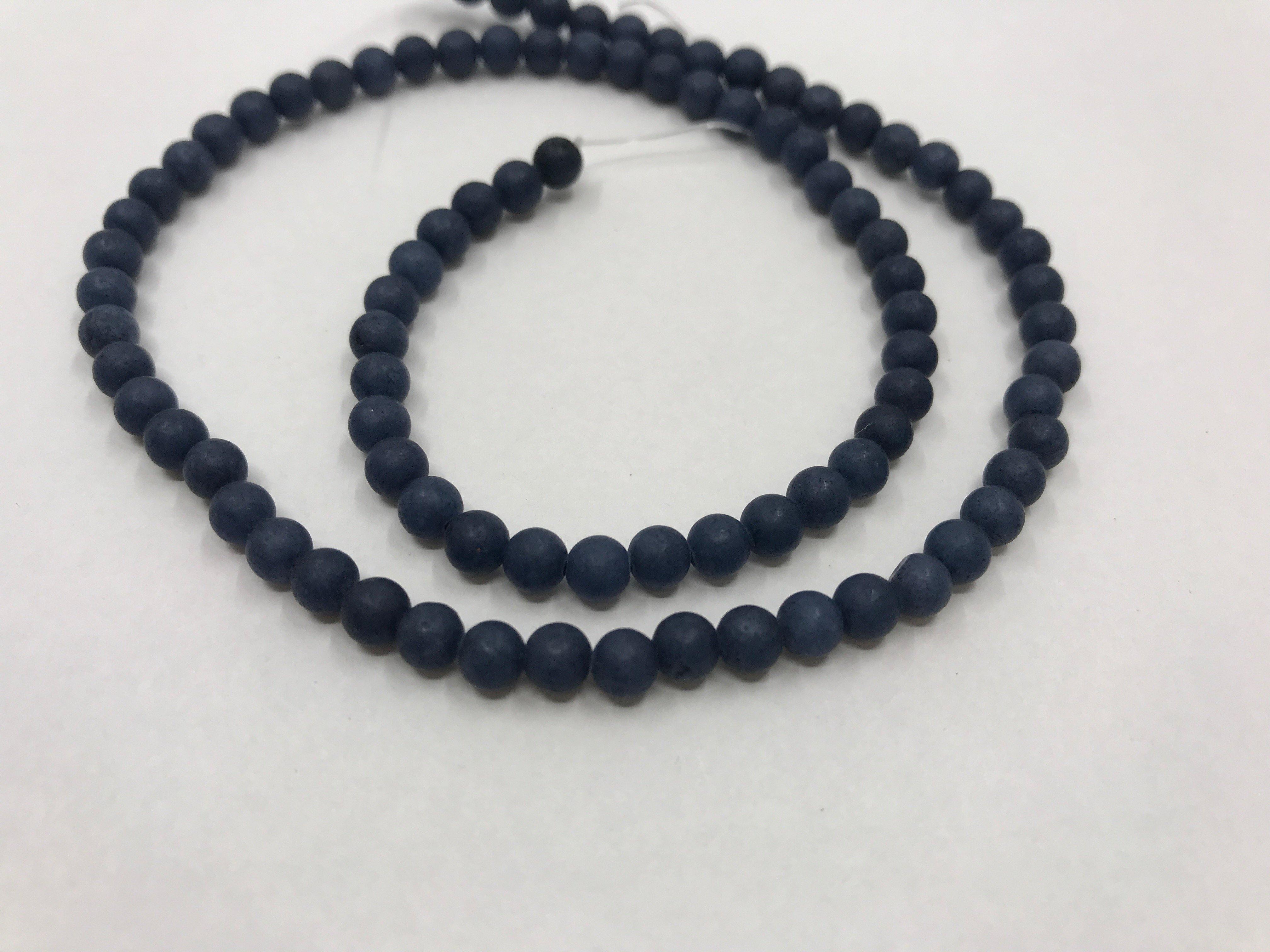 Naturstein Perlen Quarz 6 mm - Farbe matt navy blue - bead&more