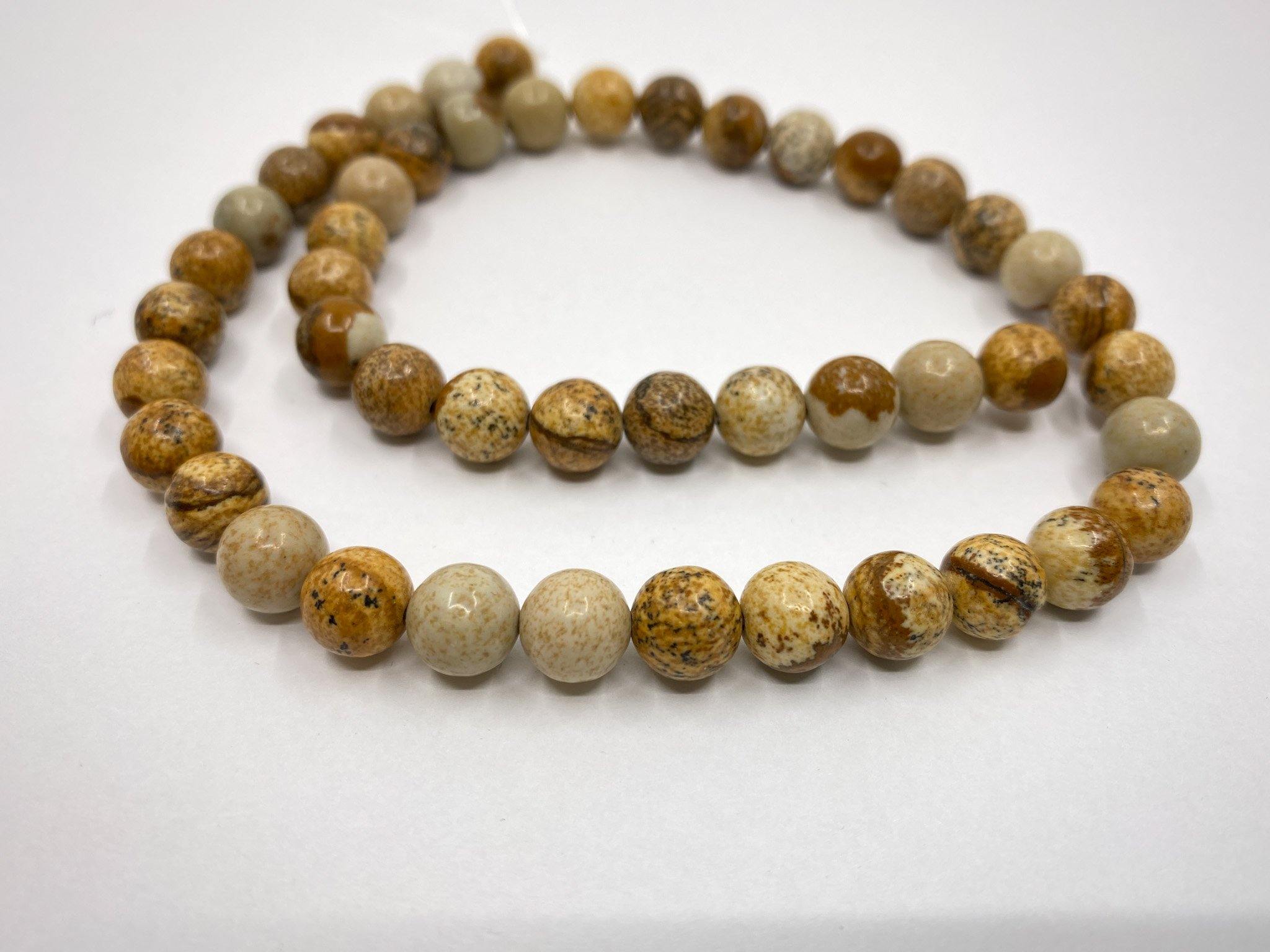 Naturstein Perlen Dalmatiner Jaspis 8 mm - Farbe camel brown - bead&more