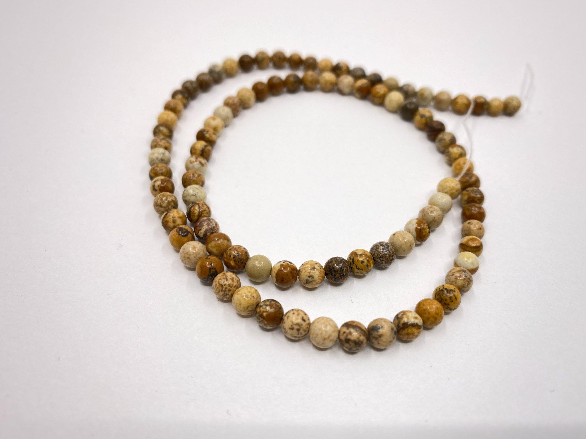 Naturstein Perlen Dalmatiner Jaspis 4 mm - Farbe camel brown - bead&more