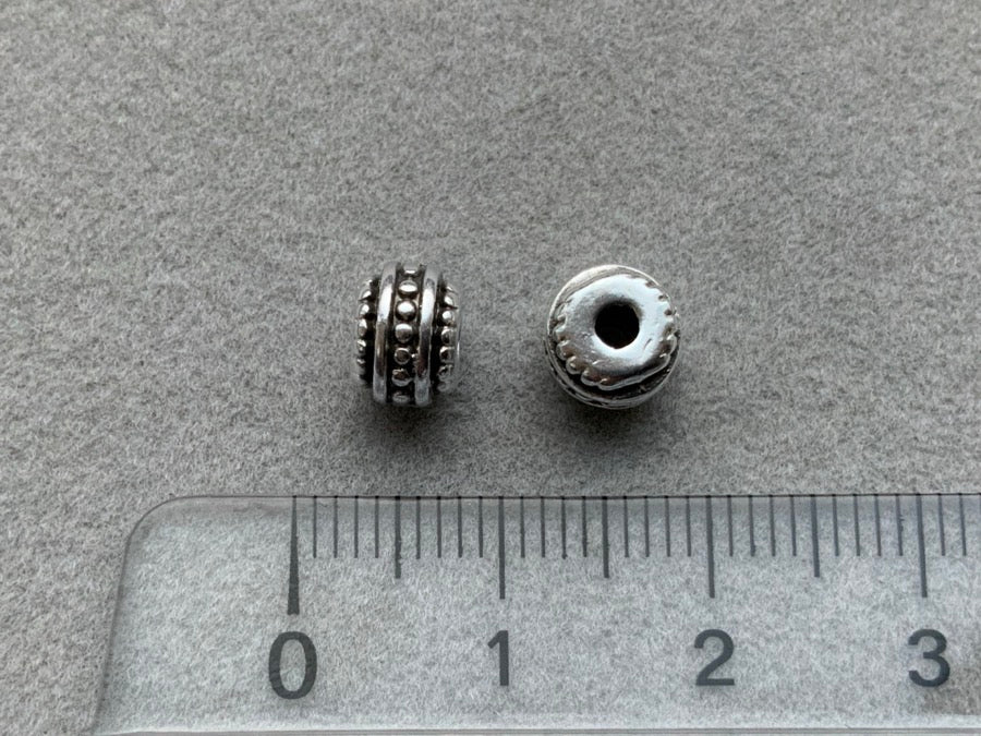 Metallperle "Ornament Dots mini", altsilber