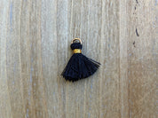 Pendentif pompon 1,5 cm, couleur or, noir