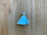 Anhänger Quaste 1.5 cm, Farbe gold, light blue